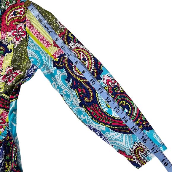New York and Company Dress Womens XS Multicolor Paisley Faux Wrap Long Sleeves - Picture 14 of 14